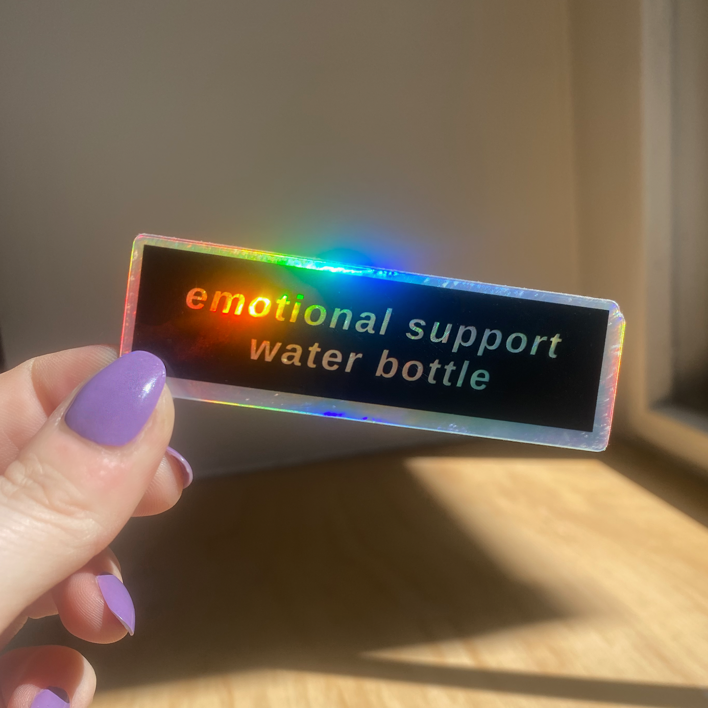 emotional support water bottle holographic sticker