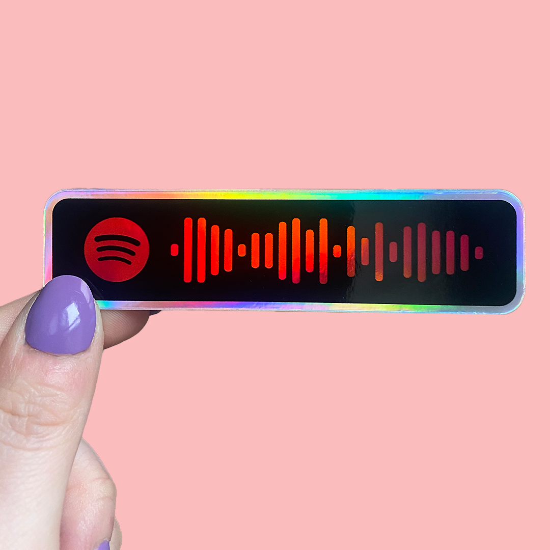 spotify code 'fast times' holographic sticker