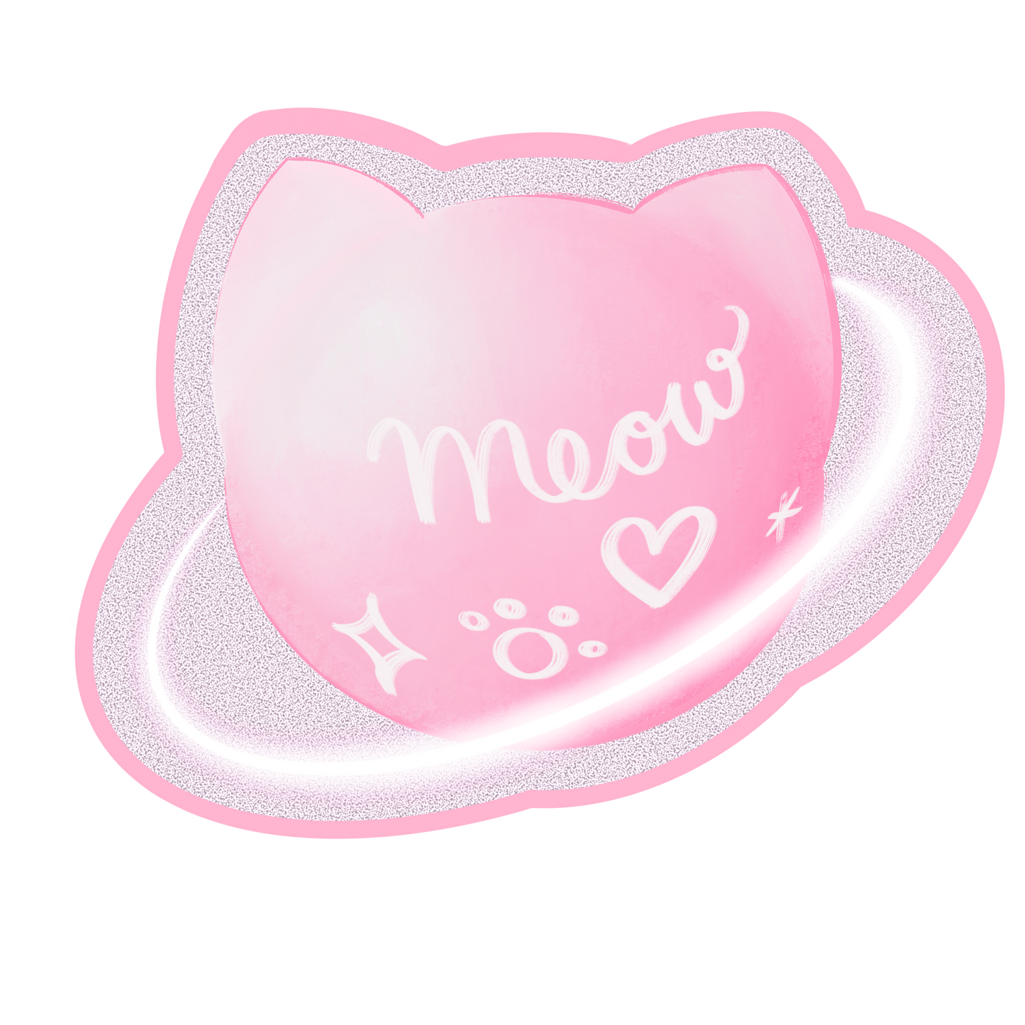holographic meow planet sticker