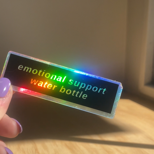 emotional support water bottle holographic sticker