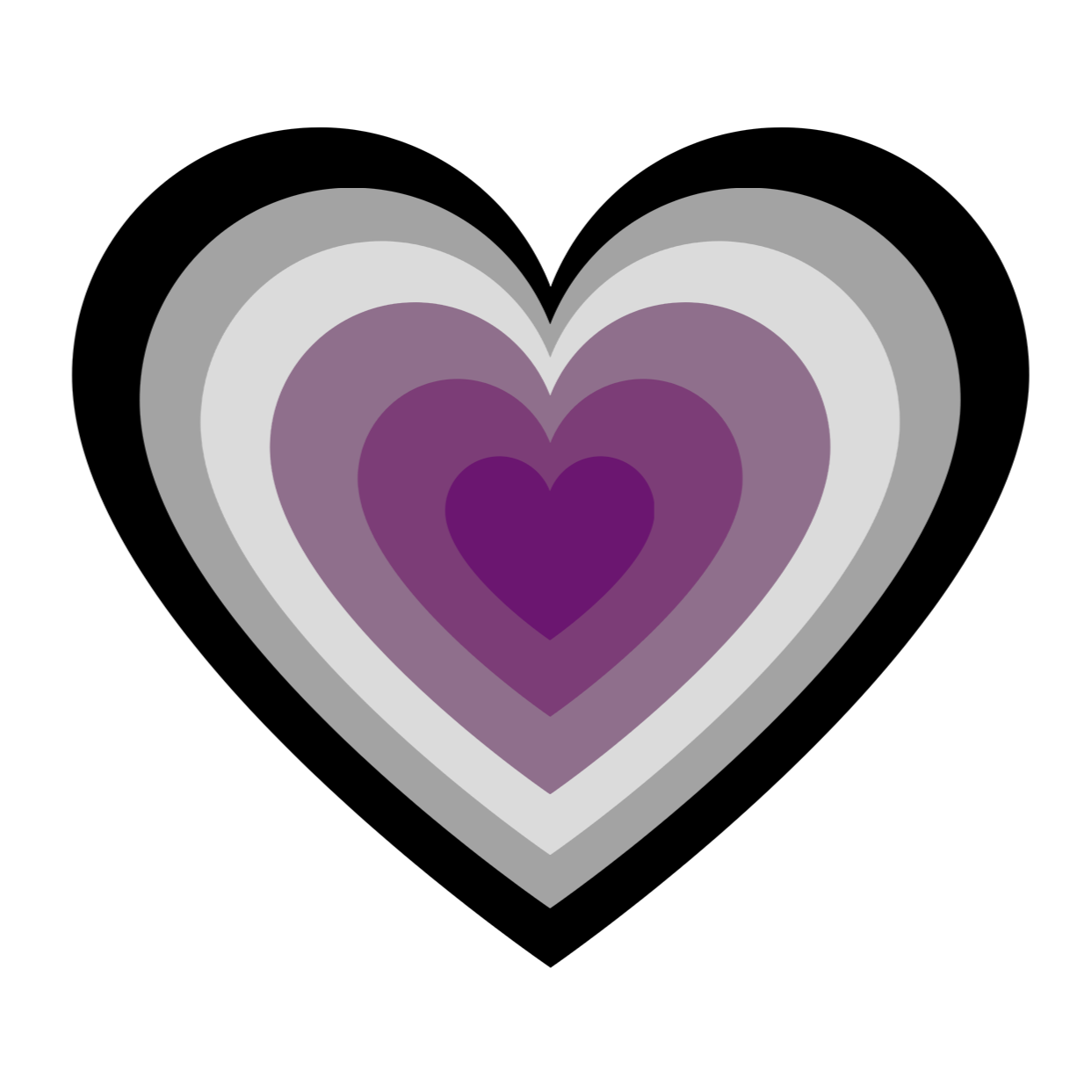 heart sticker featuring the colors of the asexual pride flag
