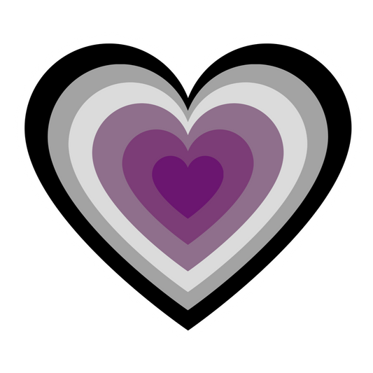 heart sticker featuring the colors of the asexual pride flag