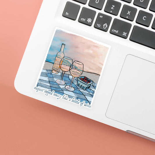 august sipped away sticker