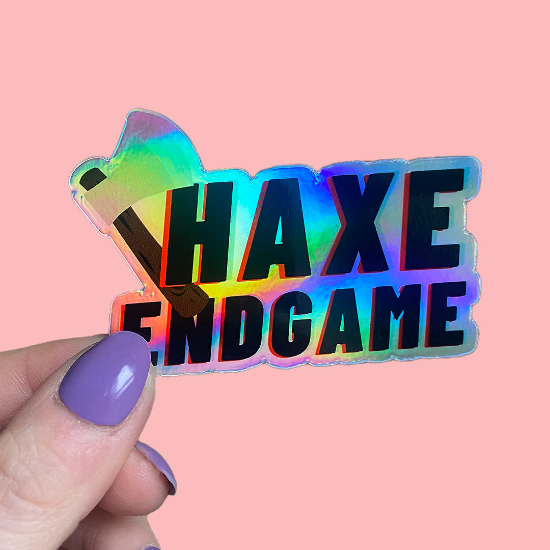 haxe endgame holographic sticker