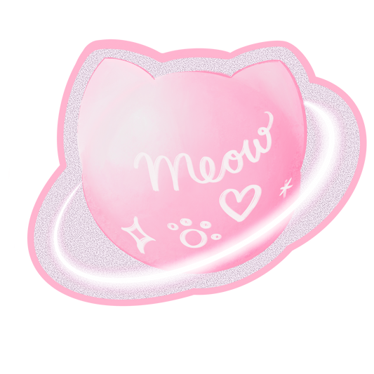 holographic meow planet sticker
